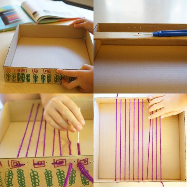 Box Loom Weaving - ทอผ้าโดยใช้ลังกระดาษ
